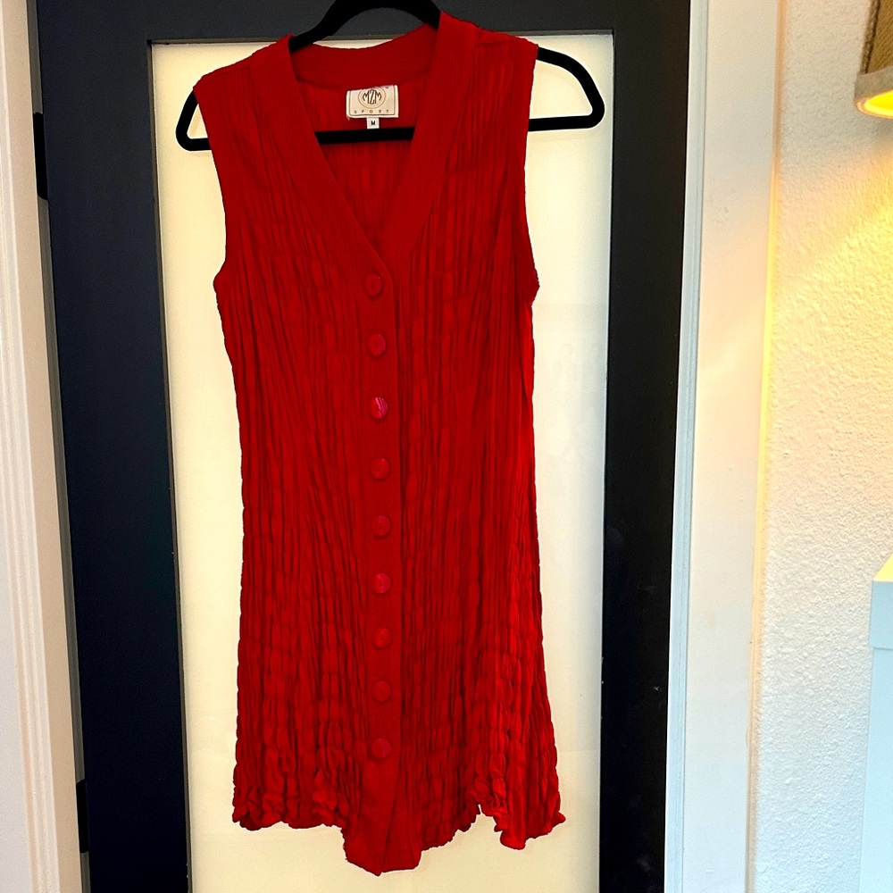 MZM Vintage Red Sleeveless Button-Up Dress
